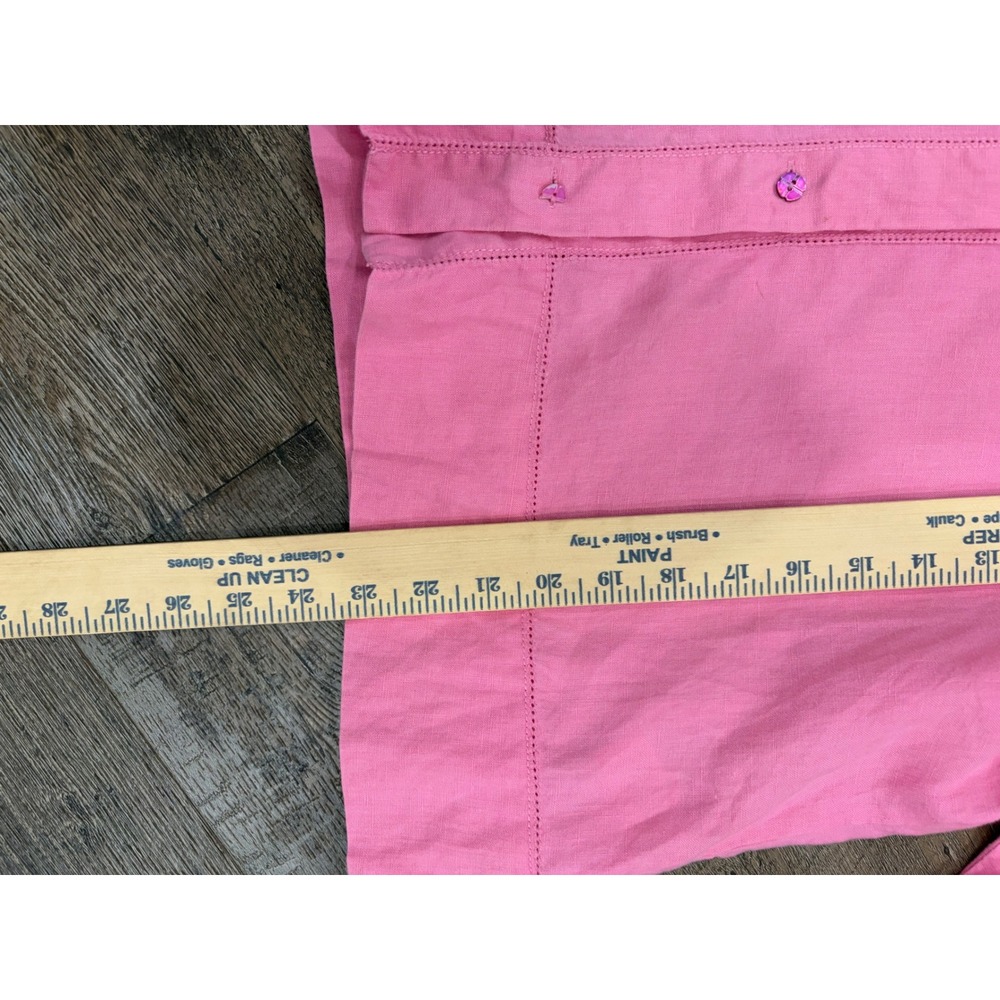 Sigrid Olsen Womens Pink 100% Linen 2 Piece Set Floral Pants Button Shirt M - Picture 7 of 15